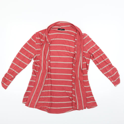 b' leev Womens Red Striped  Cardigan Jumper Size L