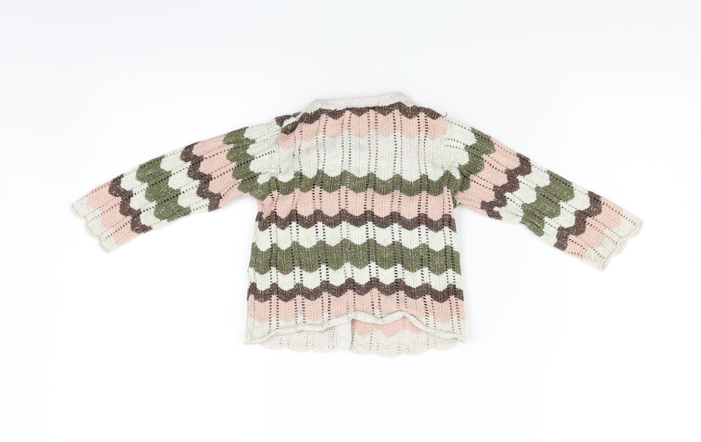 H&M Girls Beige Striped  Cardigan Jumper Size 3-4 Years