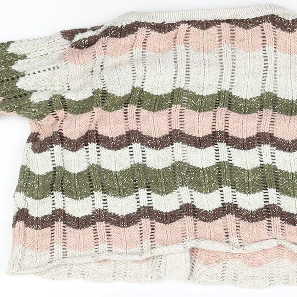 H&M Girls Beige Striped  Cardigan Jumper Size 3-4 Years