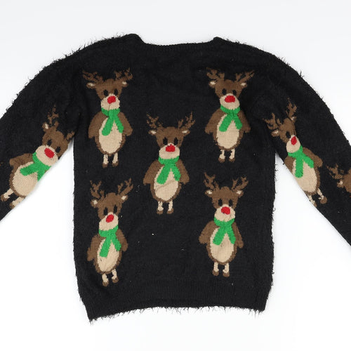 Nutmeg Girls Blue   Pullover Jumper Size 12-13 Years  - Raindeer