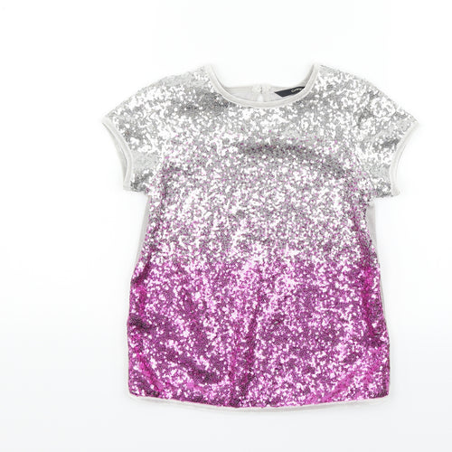 George Girls Grey   Basic T-Shirt Size 8-9 Years  - Sequin detail