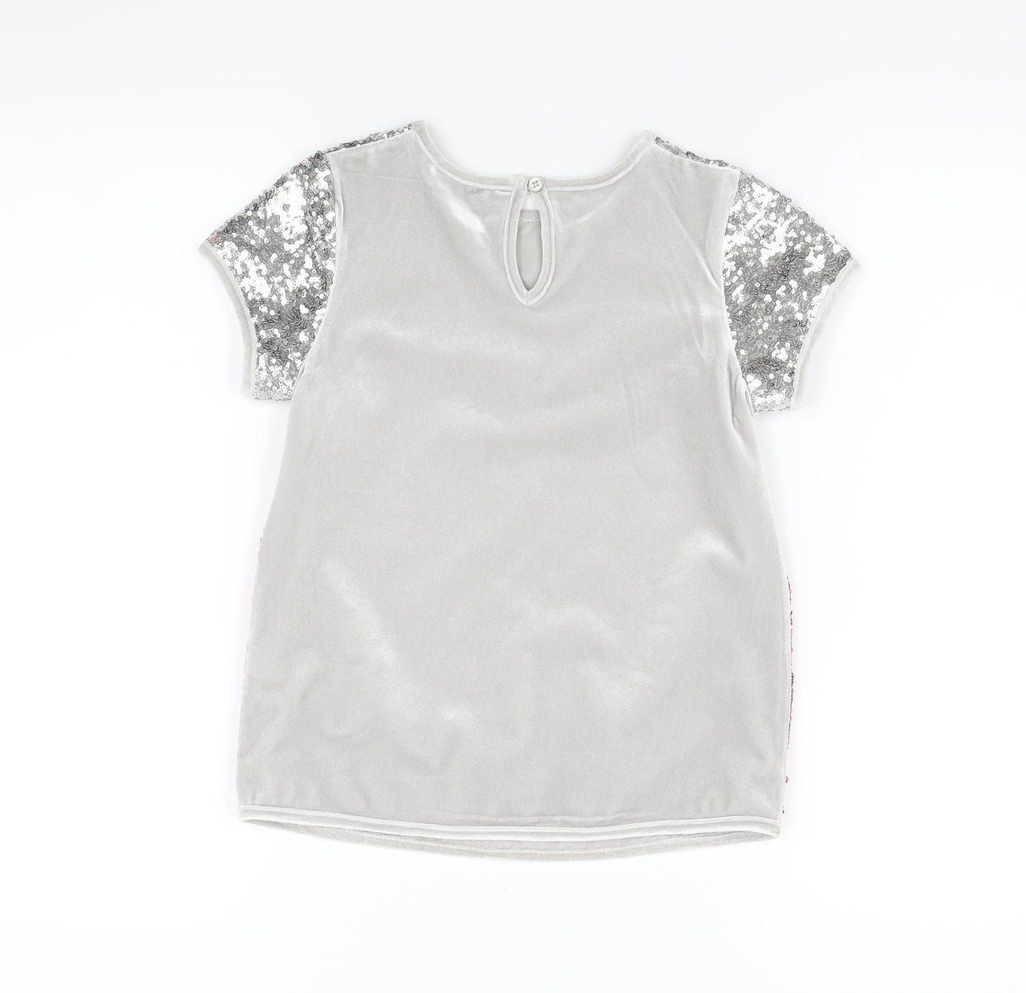 George Girls Grey   Basic T-Shirt Size 8-9 Years  - Sequin detail