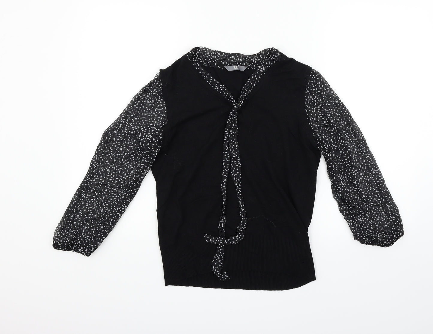 BHS Womens Black Polka Dot  Basic Blouse Size 14