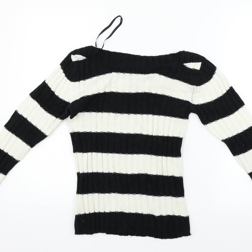 Phillip russel Womens White Striped  Pullover Jumper Size S