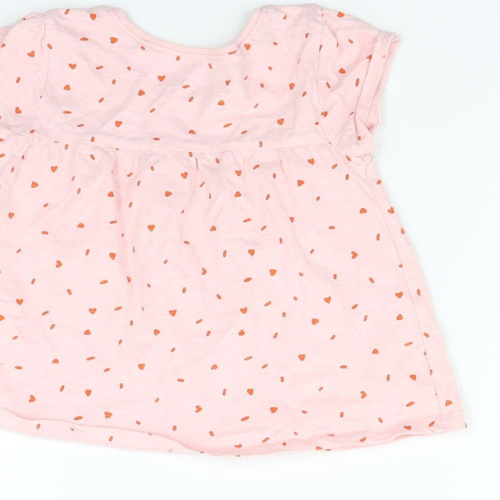 NEXT Girls Pink Polka Dot  Basic T-Shirt Size 3-4 Years