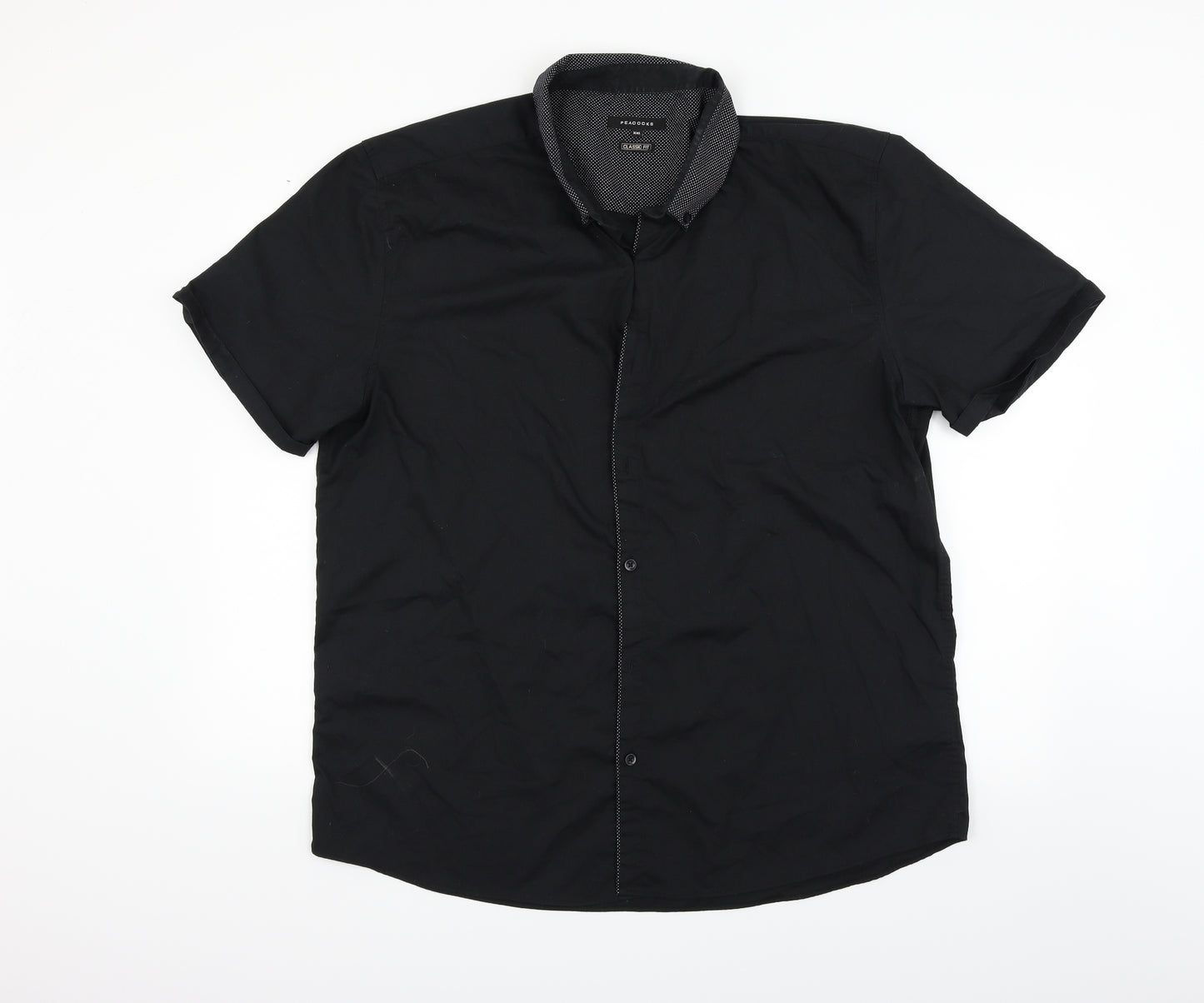 Peacocks Mens Black    Button-Up Size 2XL