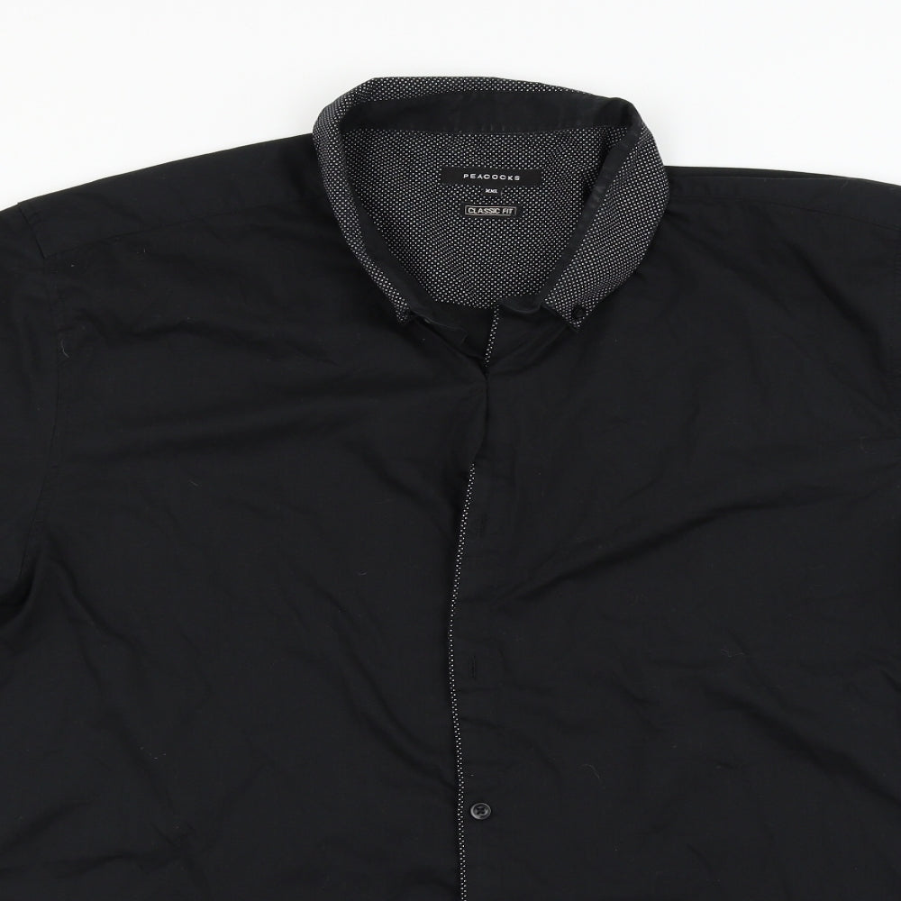 Peacocks Mens Black    Button-Up Size 2XL