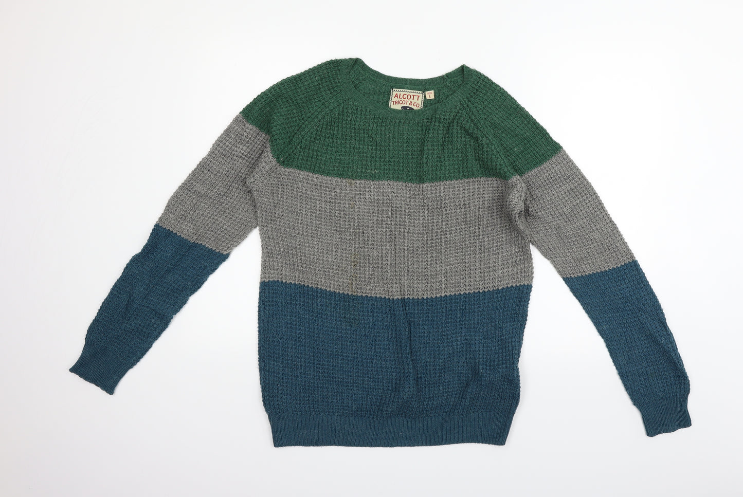 alcott Mens Blue Striped  Pullover Jumper Size L