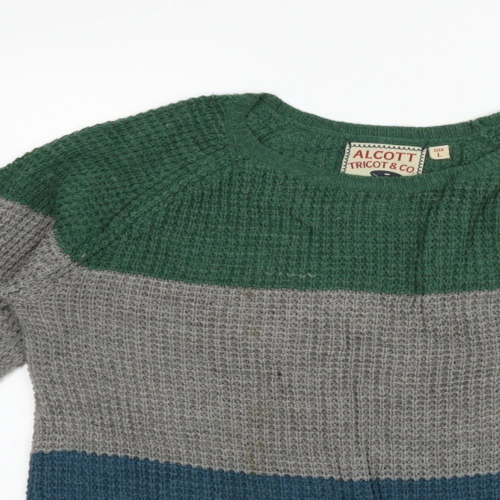 alcott Mens Blue Striped  Pullover Jumper Size L