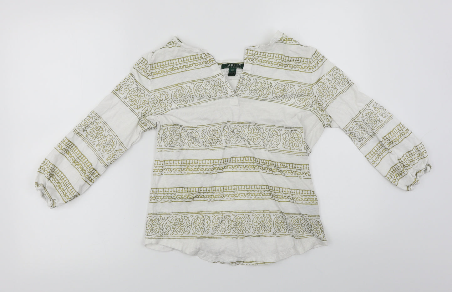 Ralph Lauren  Womens White Floral  Basic T-Shirt Size XS