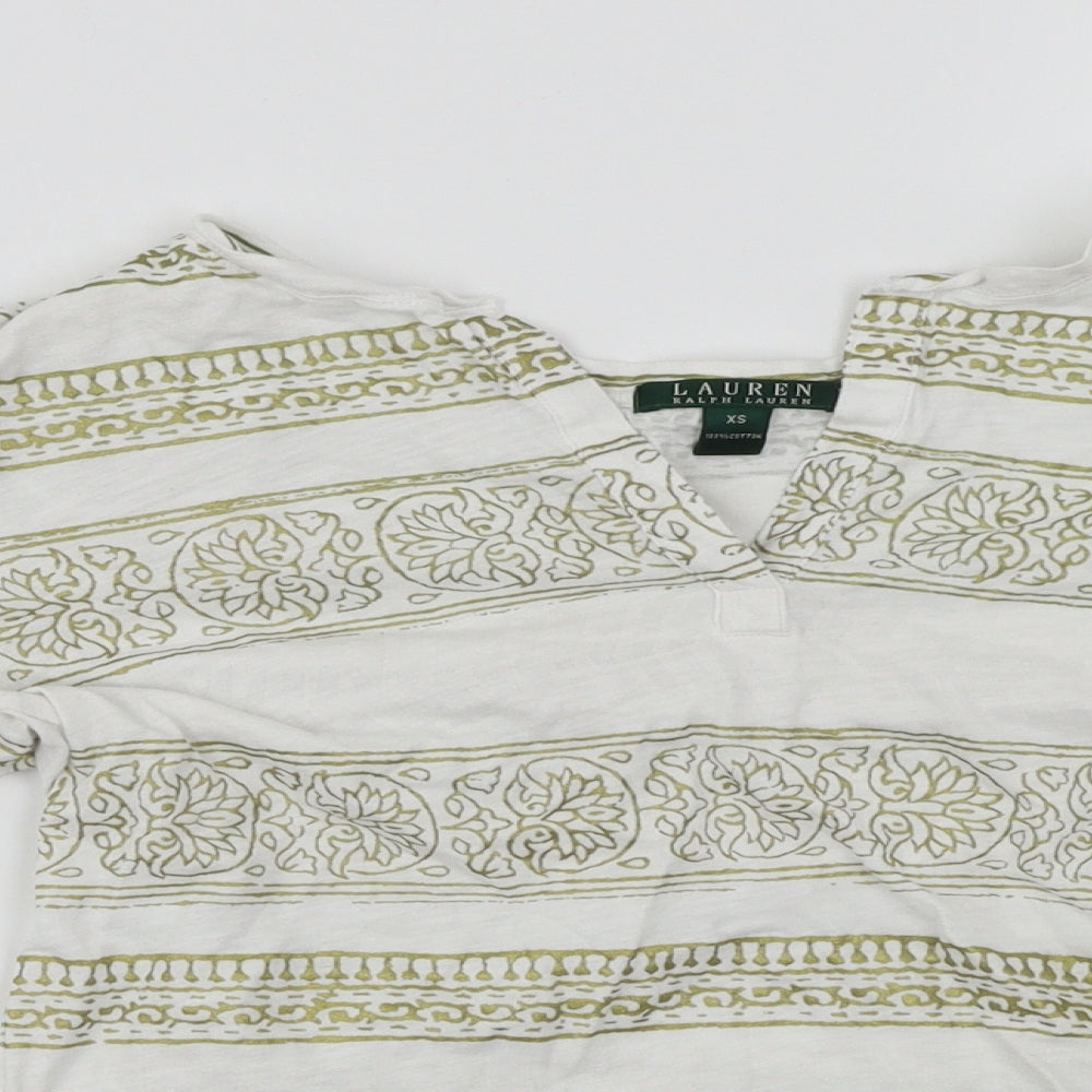 Ralph Lauren  Womens White Floral  Basic T-Shirt Size XS