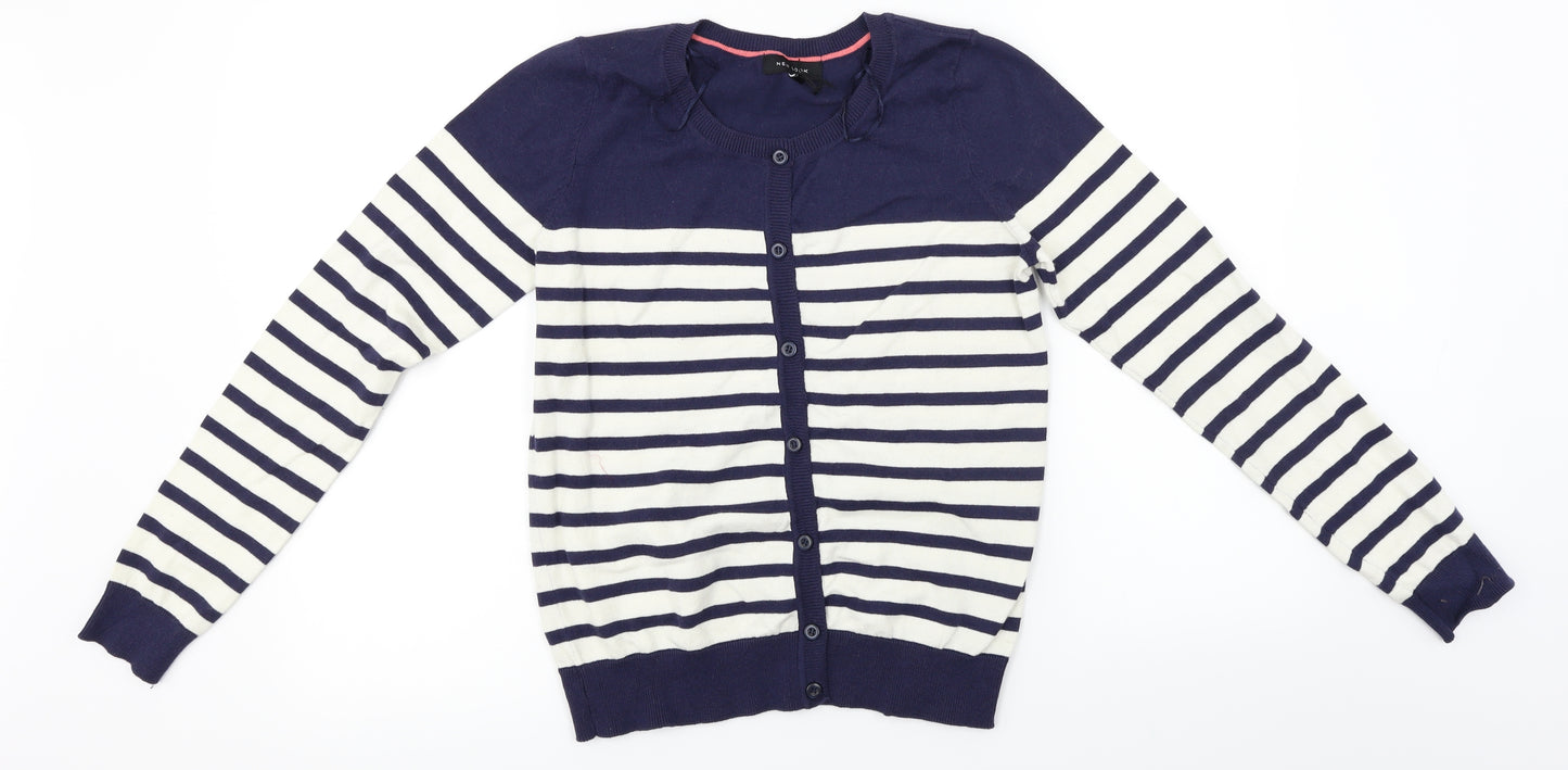 New Look  Womens Blue Striped  Cardigan Jumper Size 12