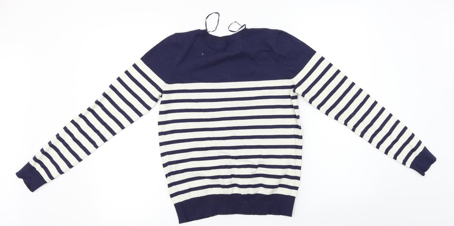 New Look  Womens Blue Striped  Cardigan Jumper Size 12