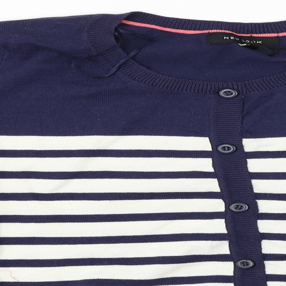 New Look  Womens Blue Striped  Cardigan Jumper Size 12