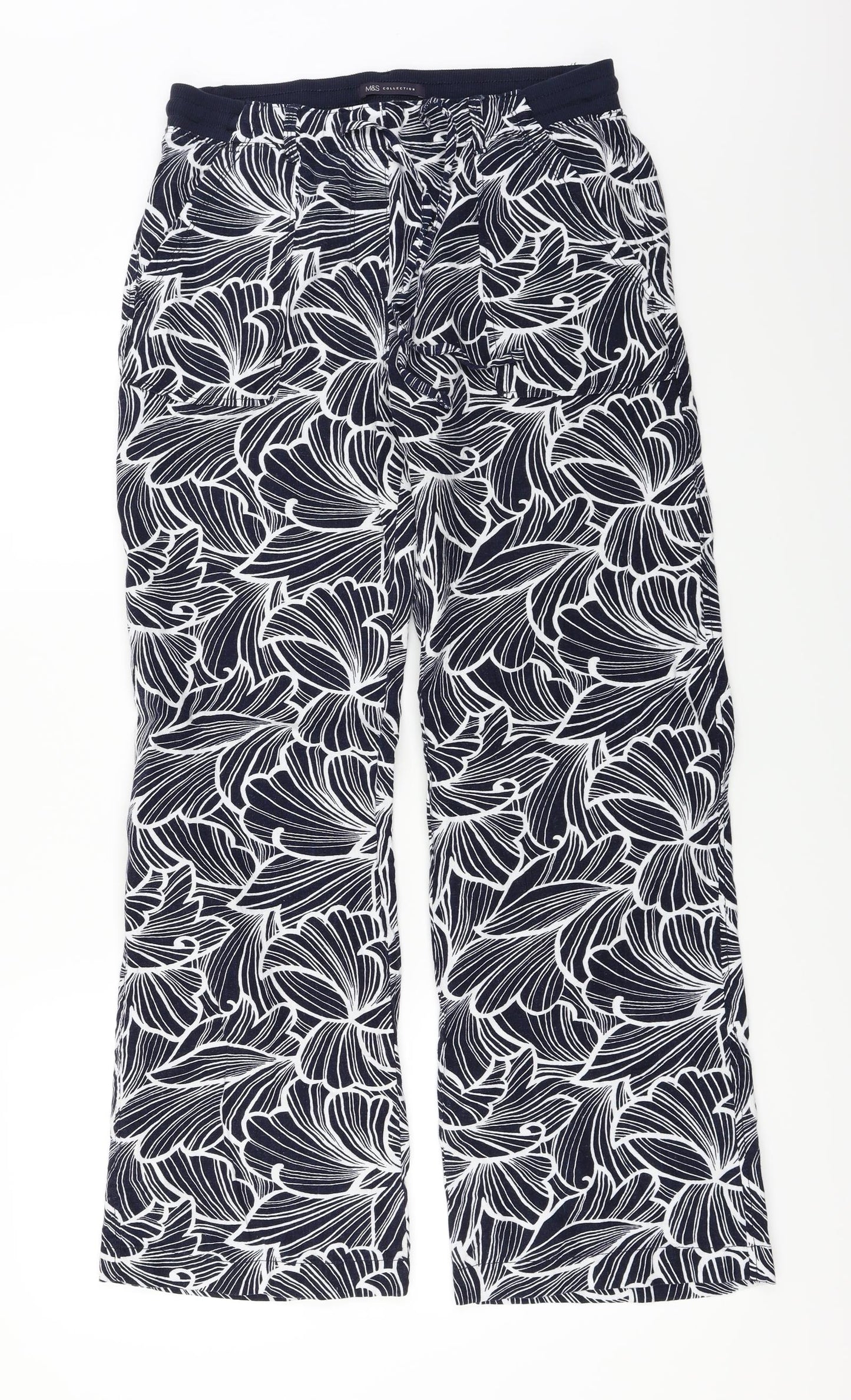 Marks and Spencer  Womens Blue Floral  Trousers  Size 10 L27 in