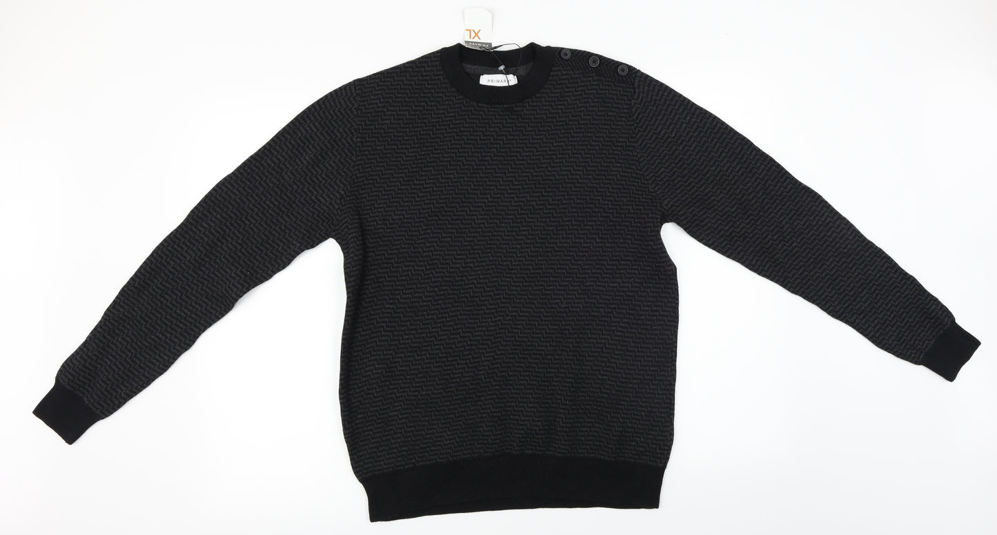 Primark  Mens Black   Pullover Jumper Size XL