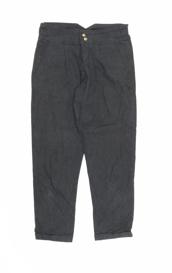 SOFT GREY Womens Grey Check Capri Trousers Size 10 L25 in