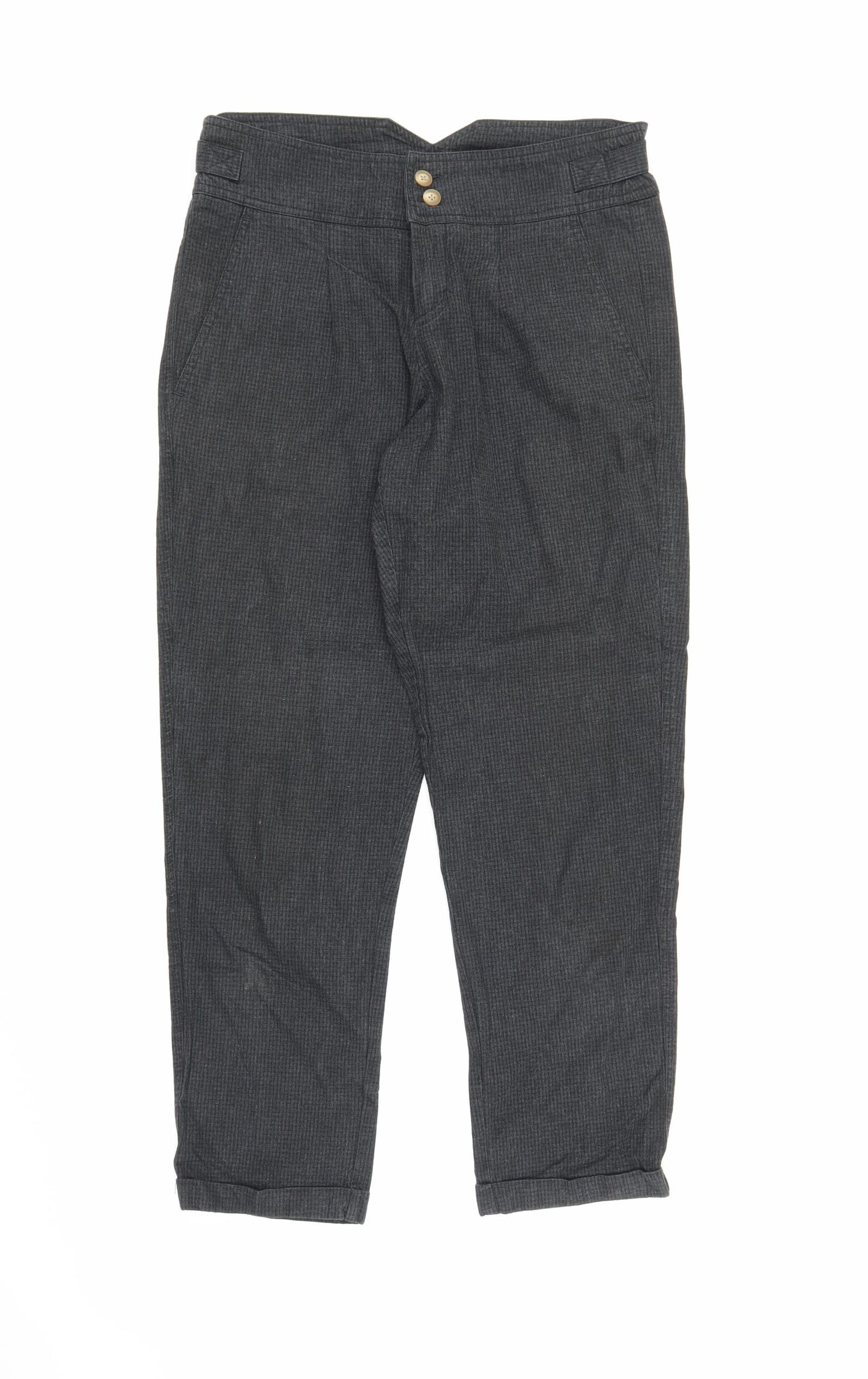 SOFT GREY Womens Grey Check  Capri Trousers Size 10 L25 in