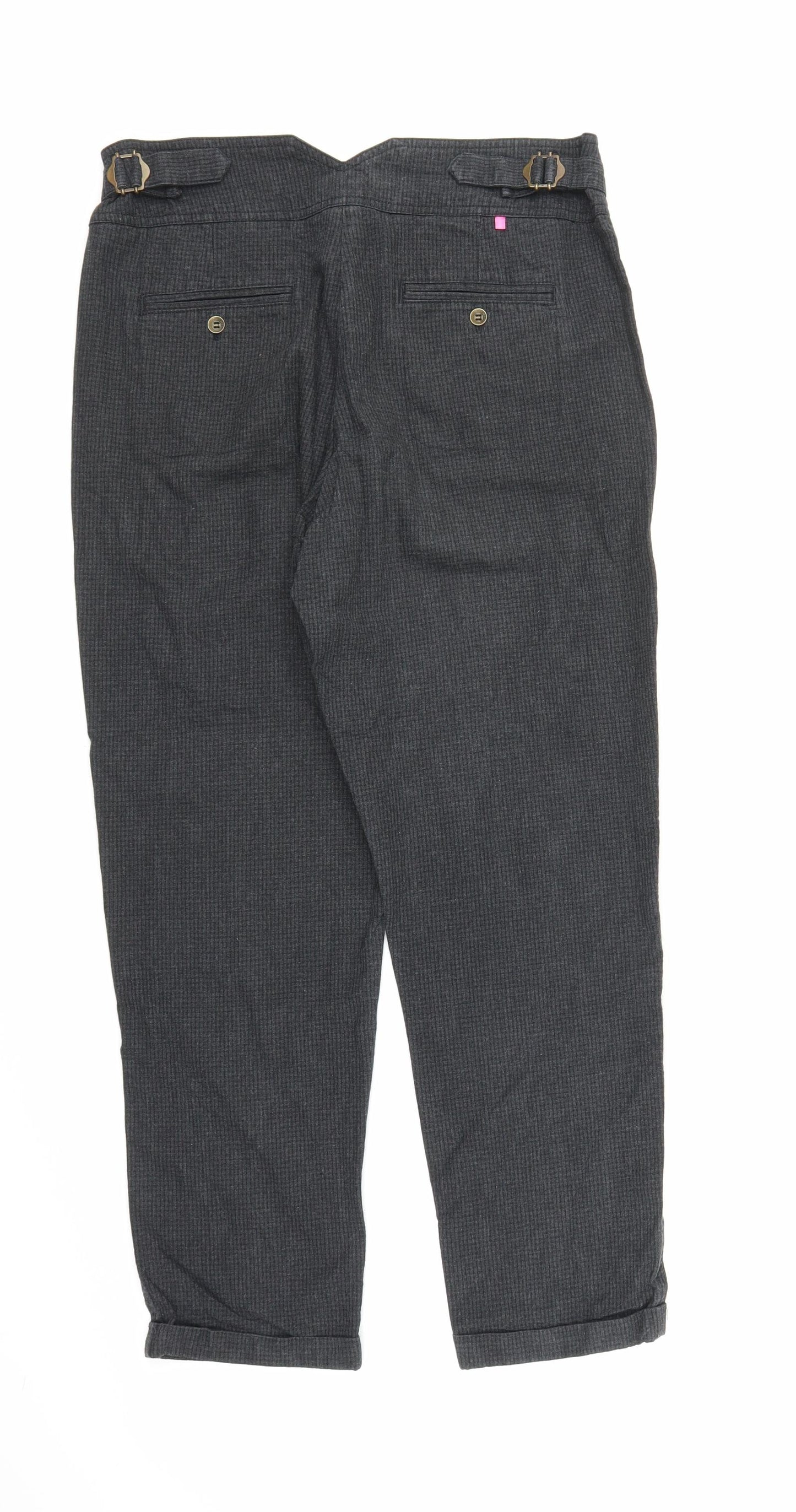 SOFT GREY Womens Grey Check  Capri Trousers Size 10 L25 in