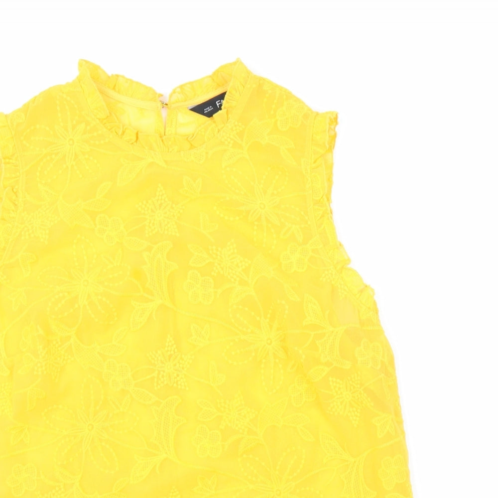 F&F Womens Yellow Floral  Basic Blouse Size 14