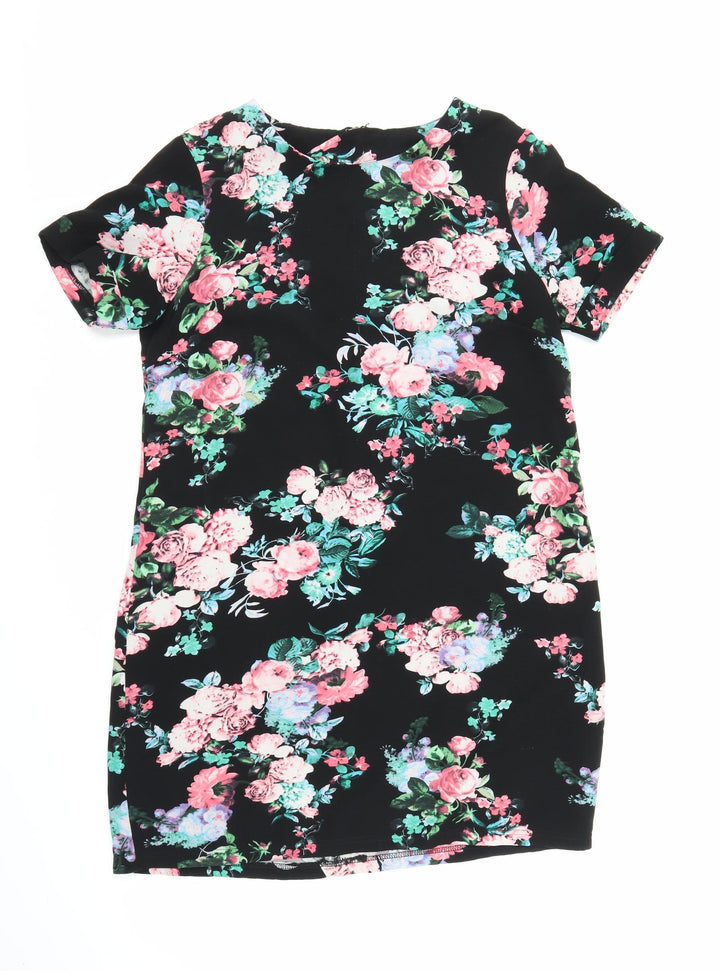 Poppy Lux Womens Black Floral  Sheath  Size 14