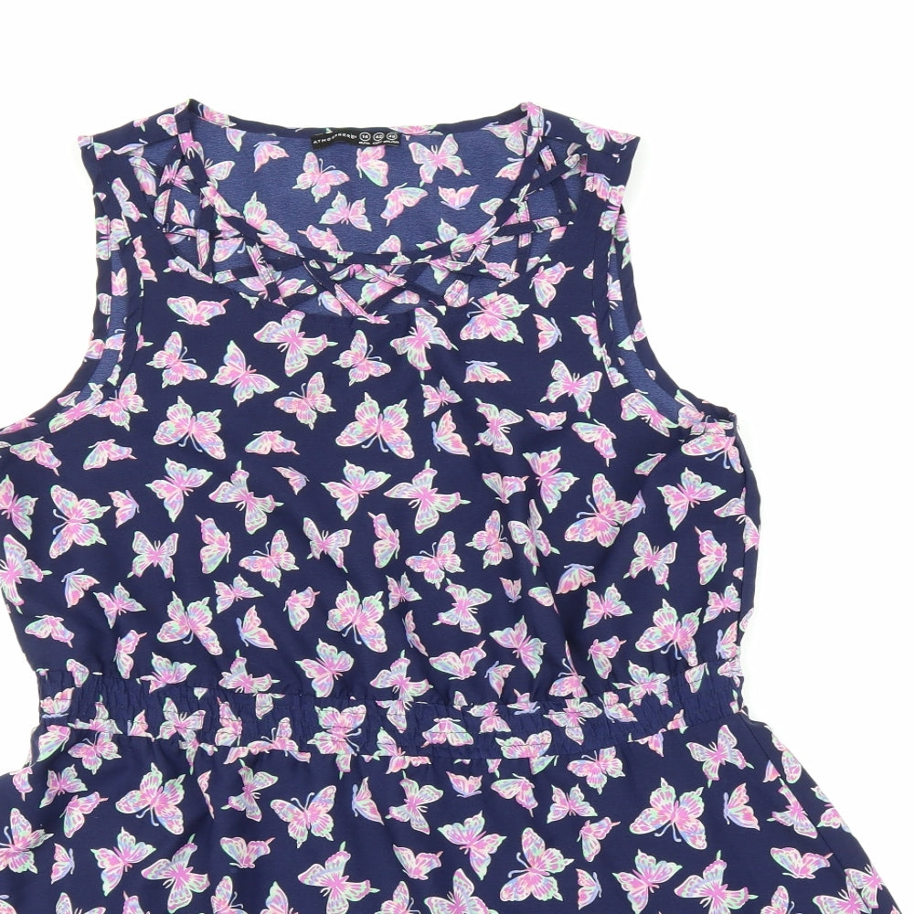 Primark Womens Purple Animal Print  A-Line  Size 14  - Butterflies