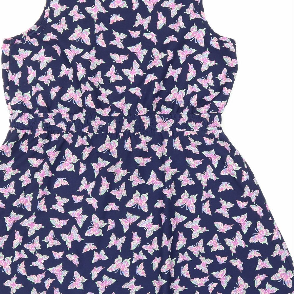 Primark Womens Purple Animal Print  A-Line  Size 14  - Butterflies