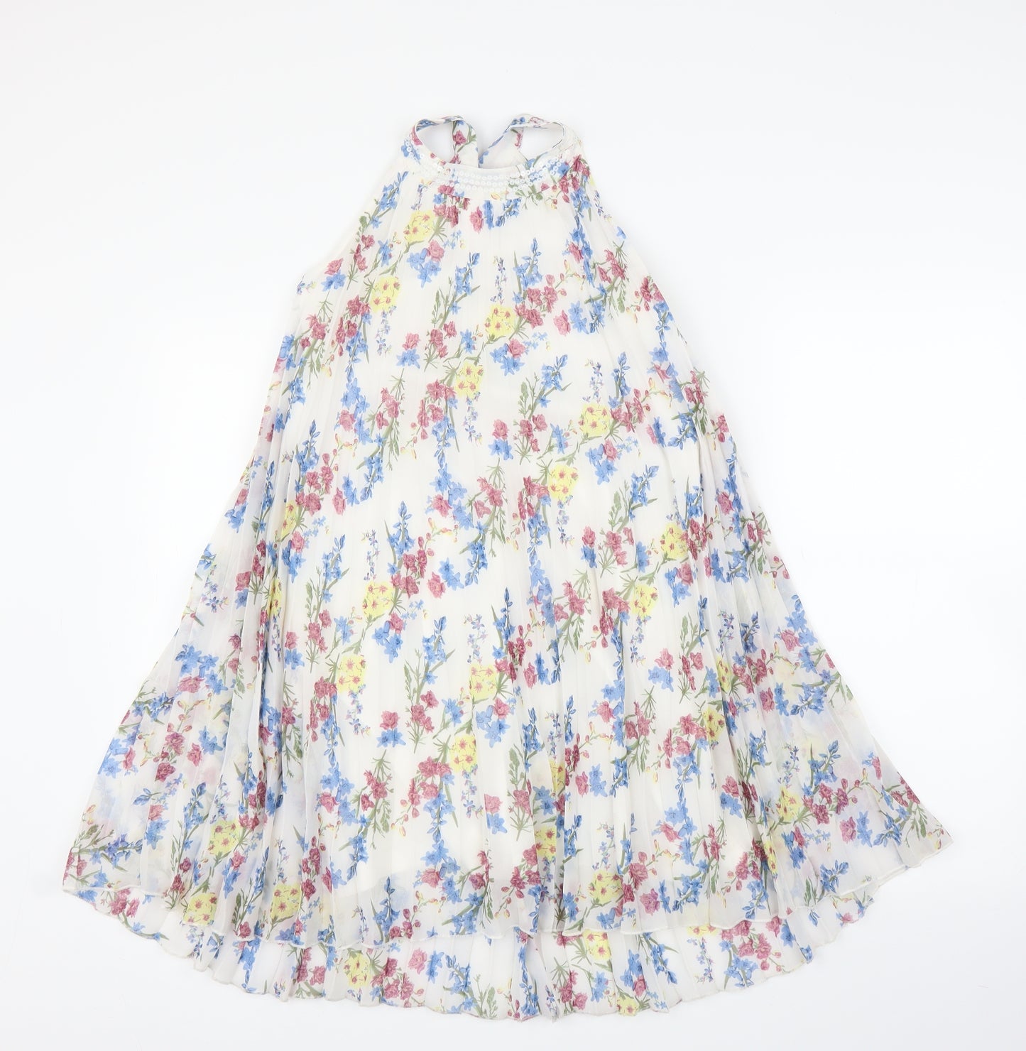 F&F Girls White Floral  A-Line  Size 11-12 Years  - Pleated dress