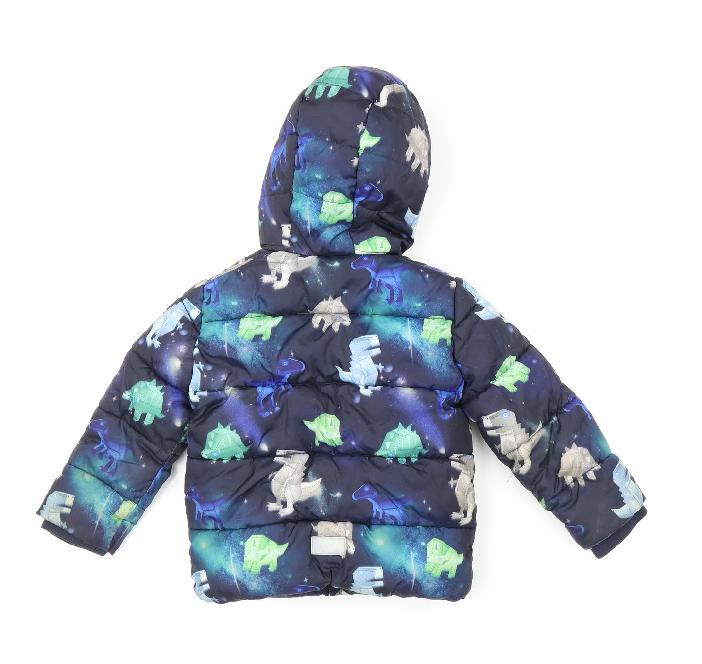 Debenhams Boys Blue   Puffer Jacket Coat Size 3-4 Years  - Dinosaurs