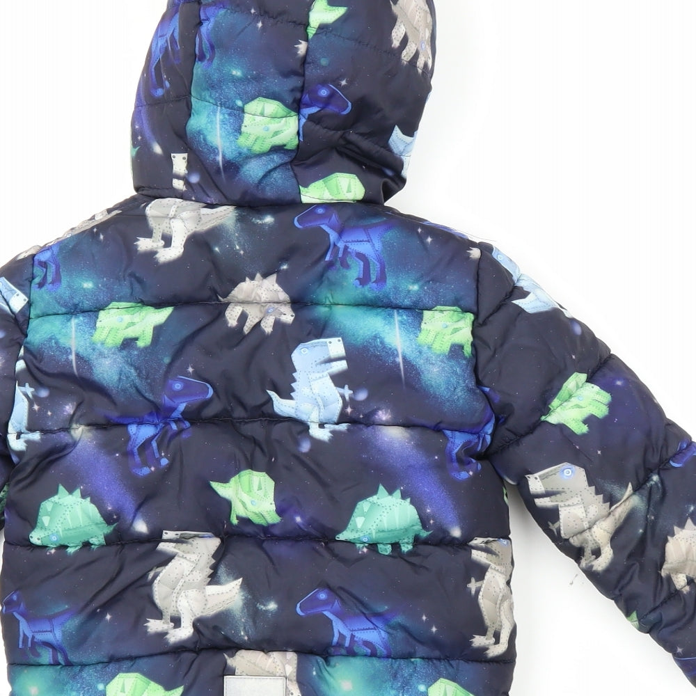 Debenhams Boys Blue   Puffer Jacket Coat Size 3-4 Years  - Dinosaurs