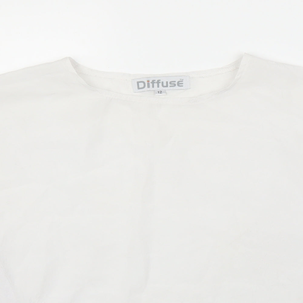 Diffuse Womens White   Basic Blouse Size 12