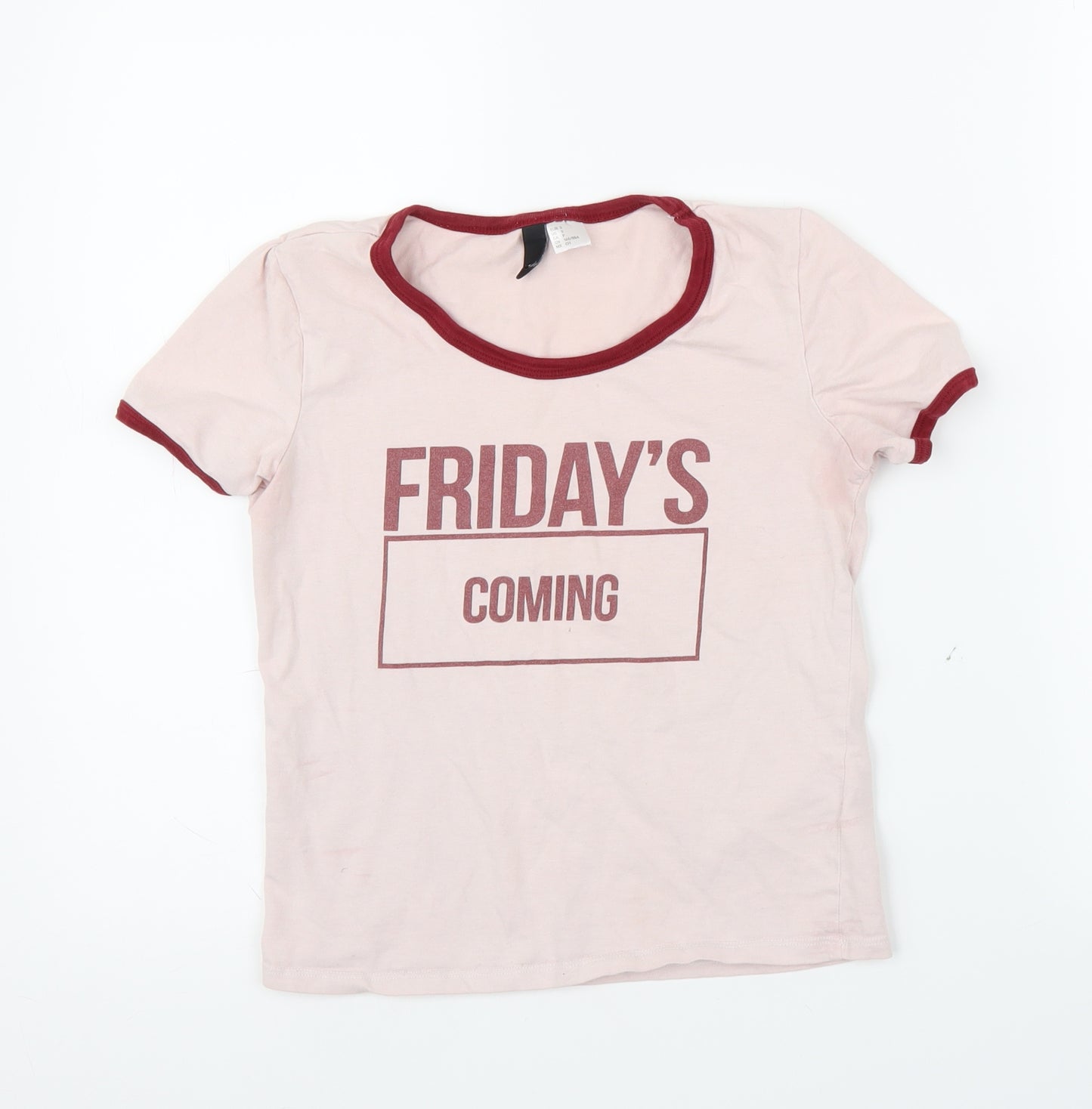 H&M Womens Pink   Ringer T-Shirt Size S
