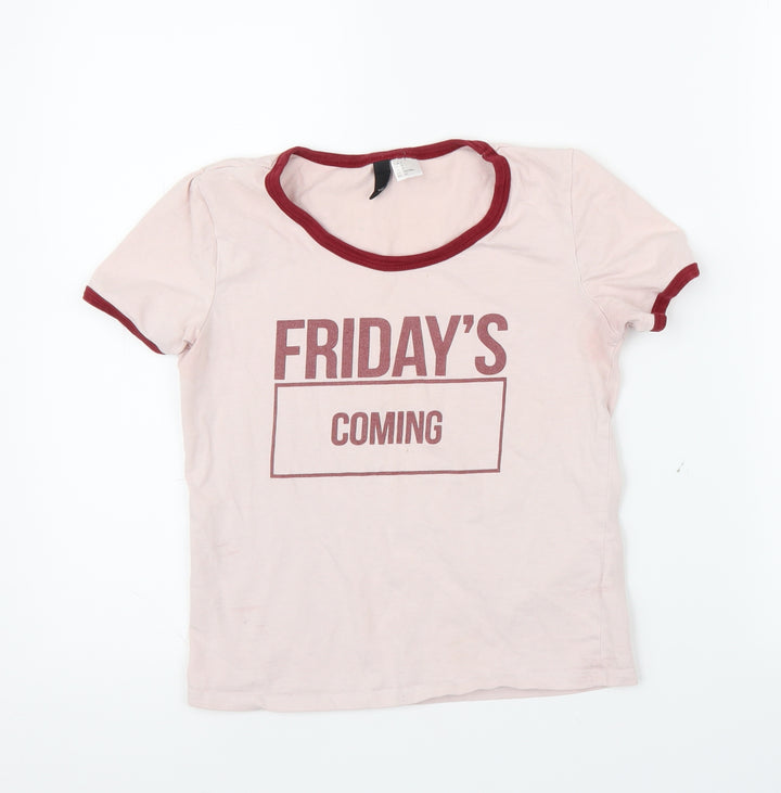H&M Womens Pink   Ringer T-Shirt Size S