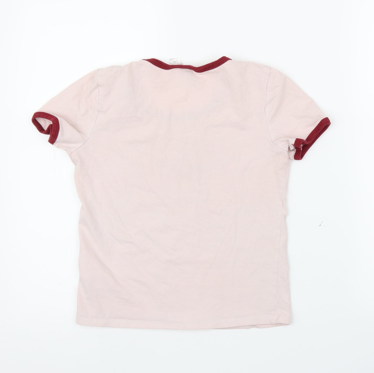 H&M Womens Pink   Ringer T-Shirt Size S