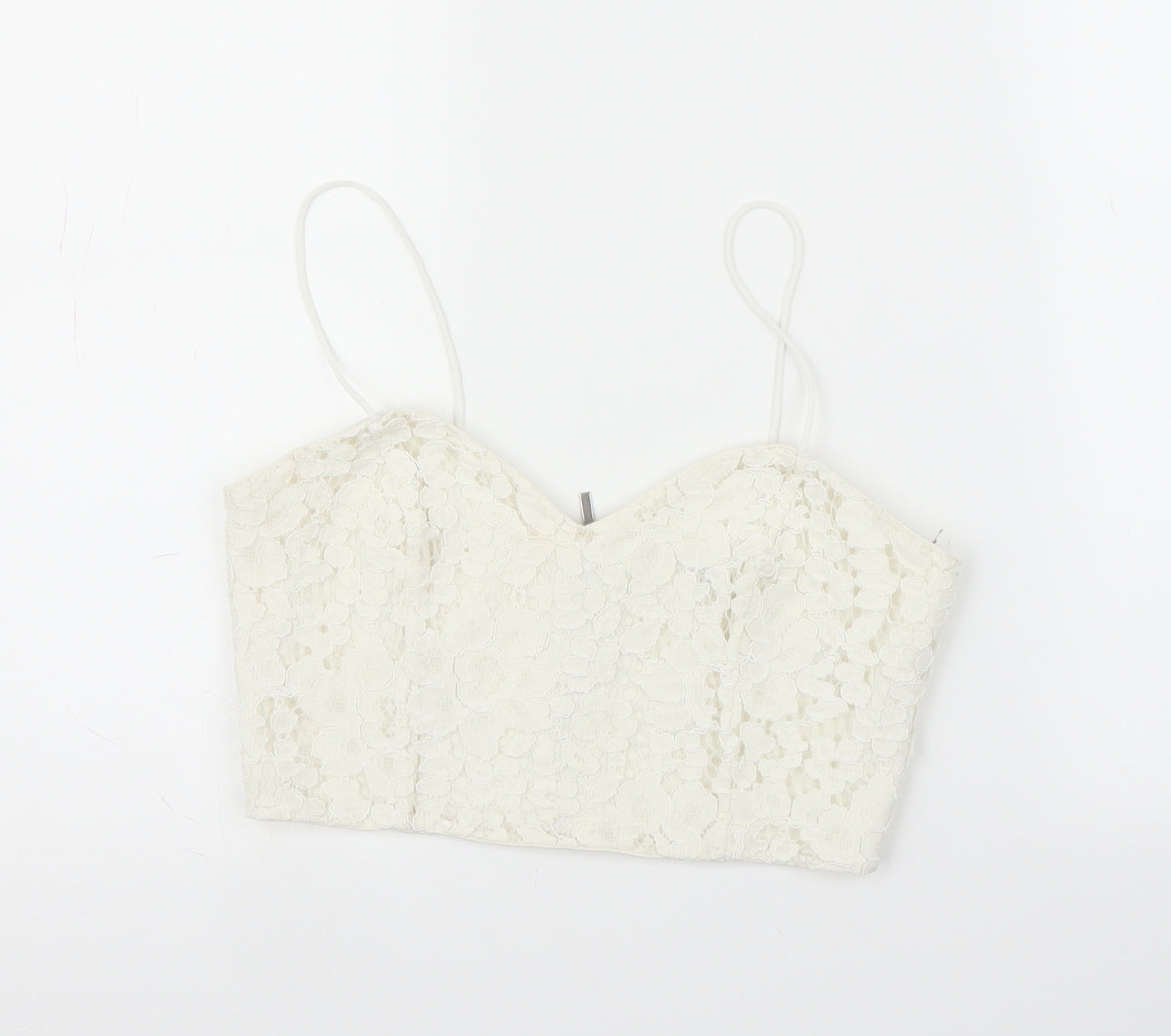 Topshop Womens White Floral  Camisole Blouse Size 10  - Crop