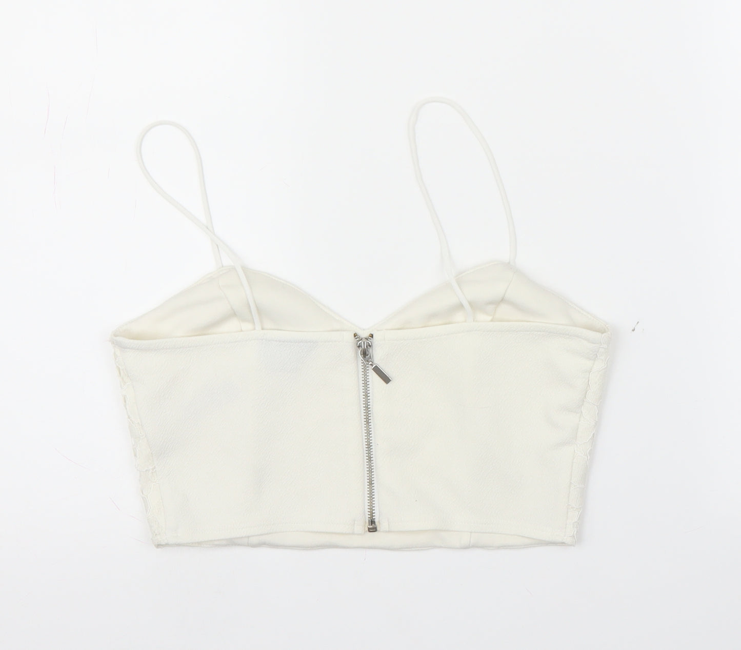Topshop Womens White Floral  Camisole Blouse Size 10  - Crop