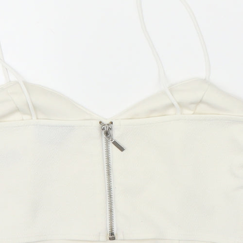 Topshop Womens White Floral  Camisole Blouse Size 10  - Crop