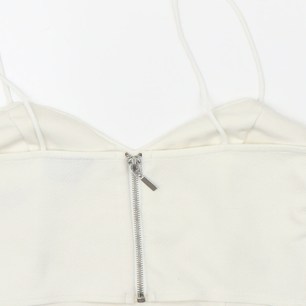 Topshop Womens White Floral  Camisole Blouse Size 10  - Crop