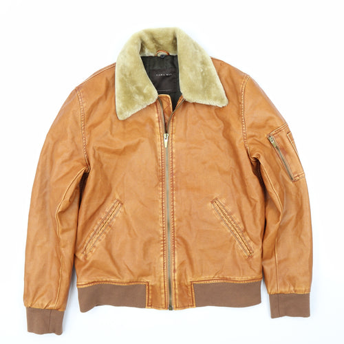 Zara Mens Brown   Bomber Jacket Coat Size XL