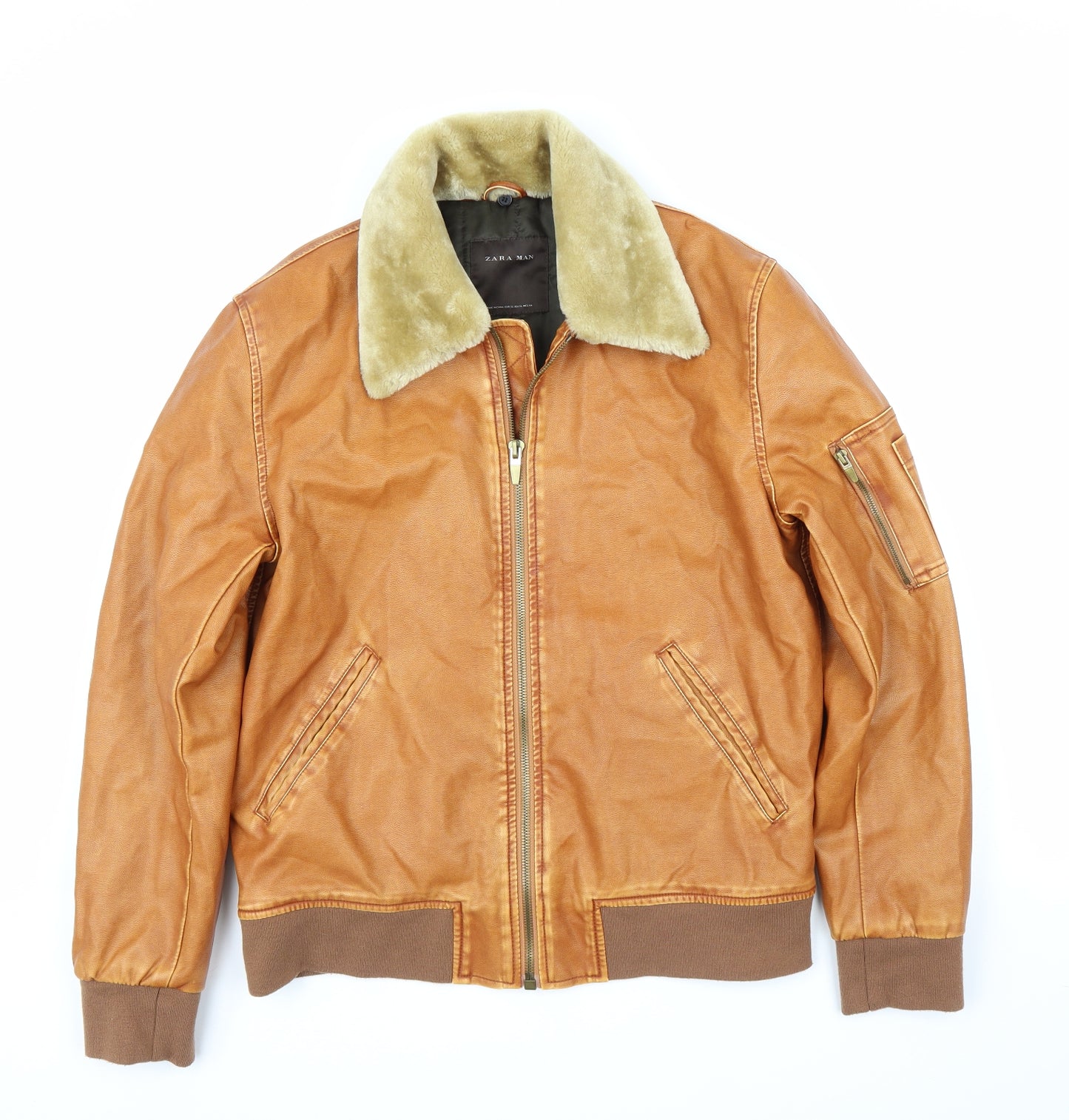 Zara Mens Brown   Bomber Jacket Coat Size XL