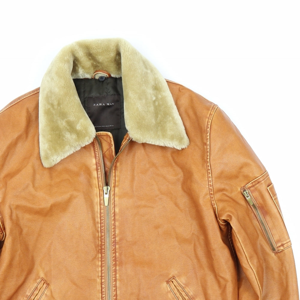 Zara Mens Brown   Bomber Jacket Coat Size XL