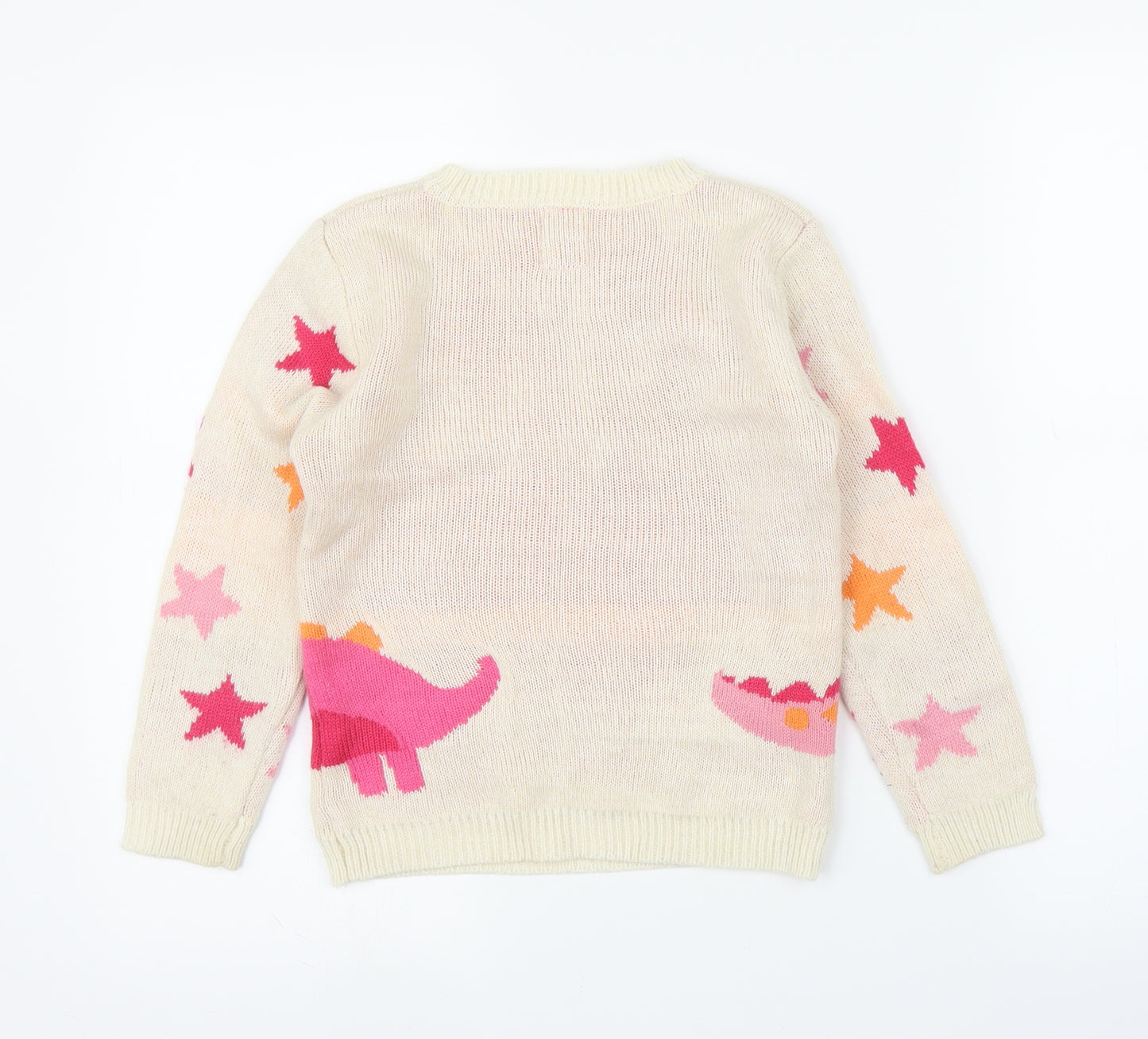 George Girls White   Pullover Jumper Size 5-6 Years  - Christmas, Dinosaur