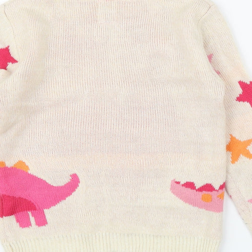 George Girls White   Pullover Jumper Size 5-6 Years  - Christmas, Dinosaur