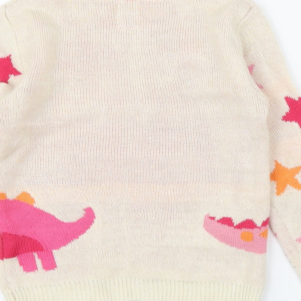 George Girls White   Pullover Jumper Size 5-6 Years  - Christmas, Dinosaur
