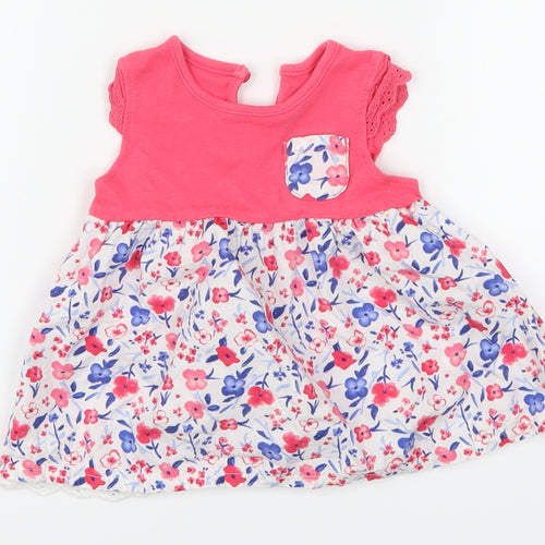 George Girls Pink Floral  Skater Dress  Size 0-3 Months