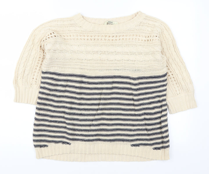 Oasis Womens Beige Striped Pullover Jumper Size L