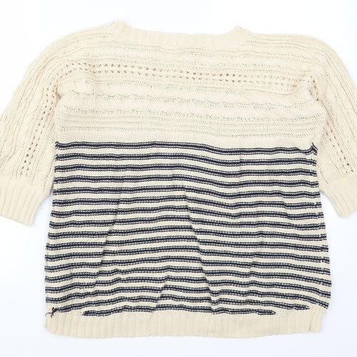 Oasis Womens Beige Striped  Pullover Jumper Size L