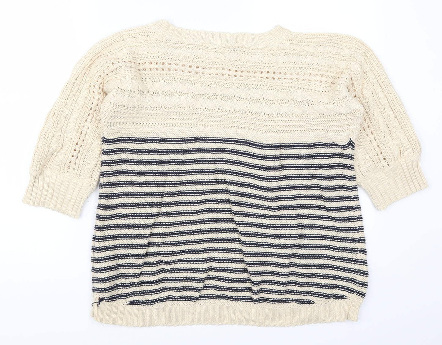 Oasis Womens Beige Striped  Pullover Jumper Size L