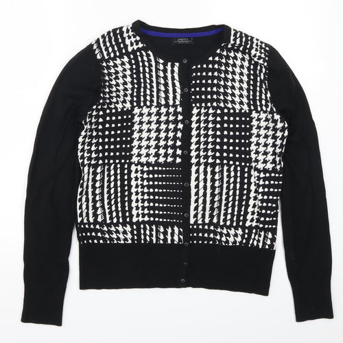 Papaya Womens Black Geometric  Cardigan Jumper Size 14