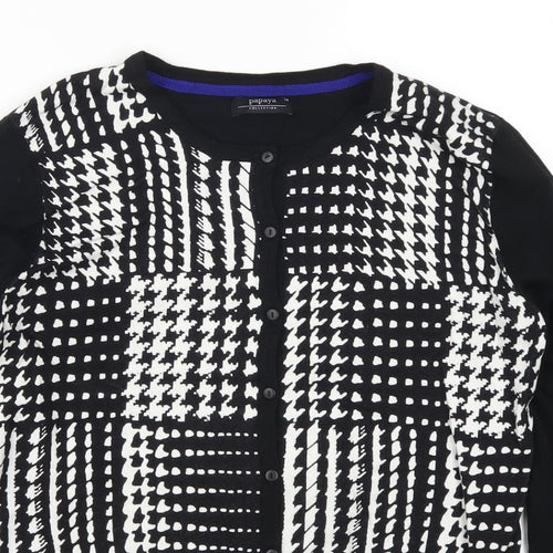 Papaya Womens Black Geometric  Cardigan Jumper Size 14